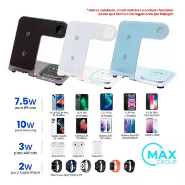 Base Carregadora Dock Station Apple Watch Airpod iPhone Cor Preto - Image 4
